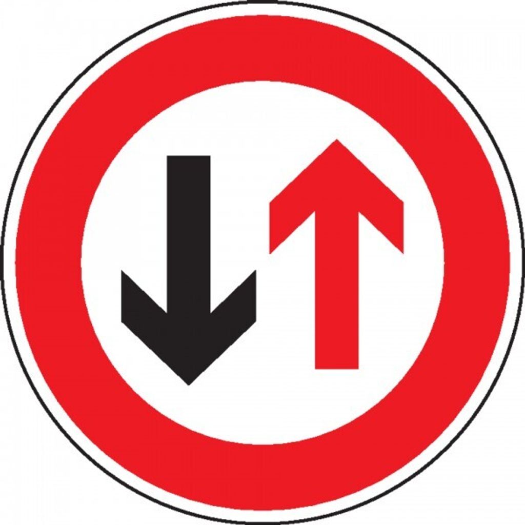 Schild I Verkehrszeichen Gegenverkehr Vorrang gew.!, Nr.208, Aluminium RA1, r...