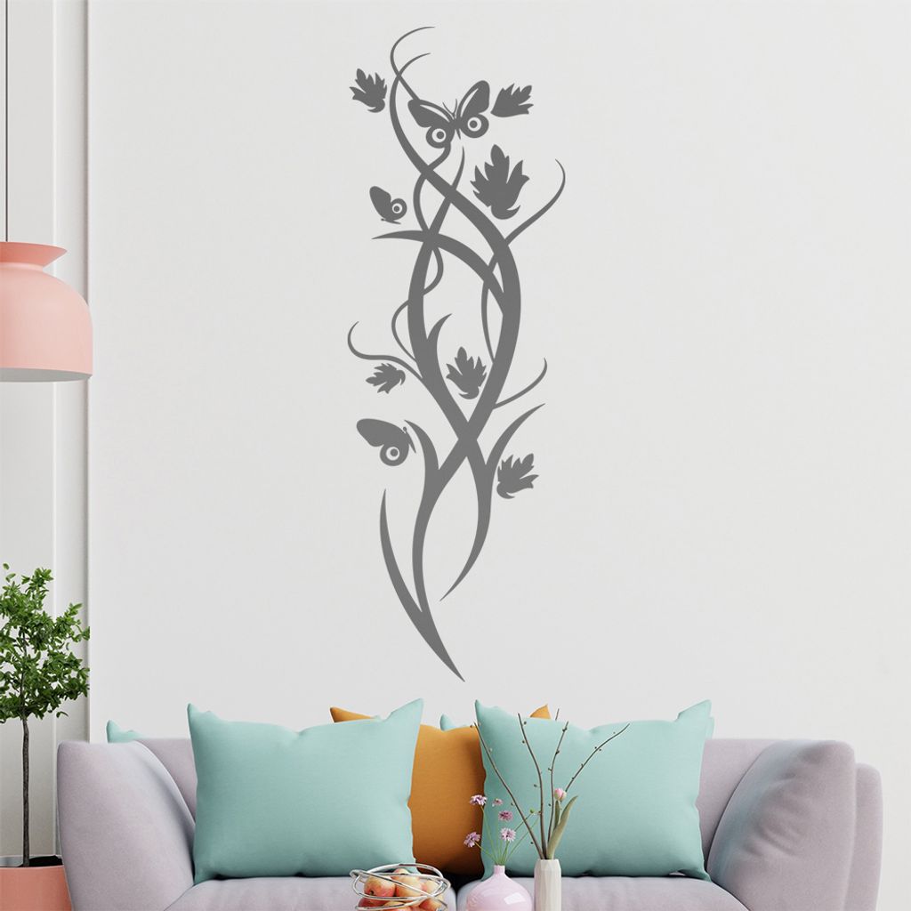 Falter Schmetterling Blüte Wandtattoo in 6 Größen - Wandaufkleber Wall Sticker - Dekoration, Küche, Wohnzimmer, Schlafzimmer, Badezimmer