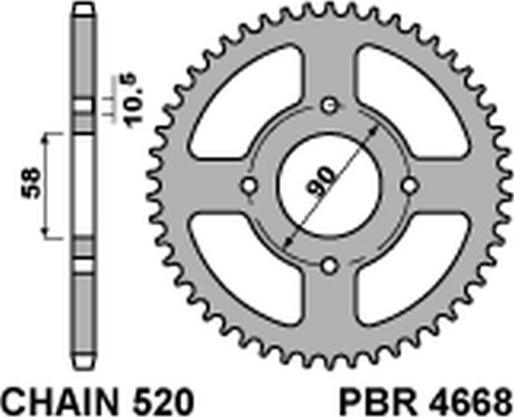 Hinteres Kettenrad PBR 4668 C45 für KTM 125 Duke 2011-13 (520 Kette)