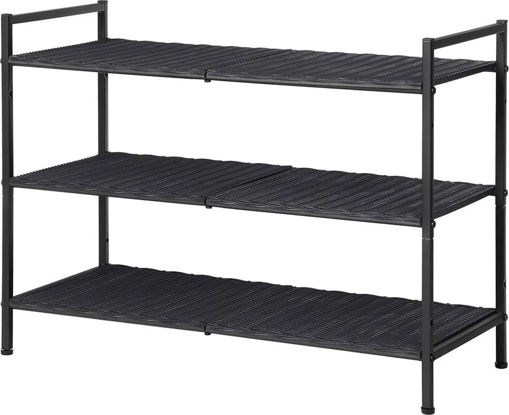 Étagère à chaussures stable 3 niveaux gris fumé en métal anticorrosion