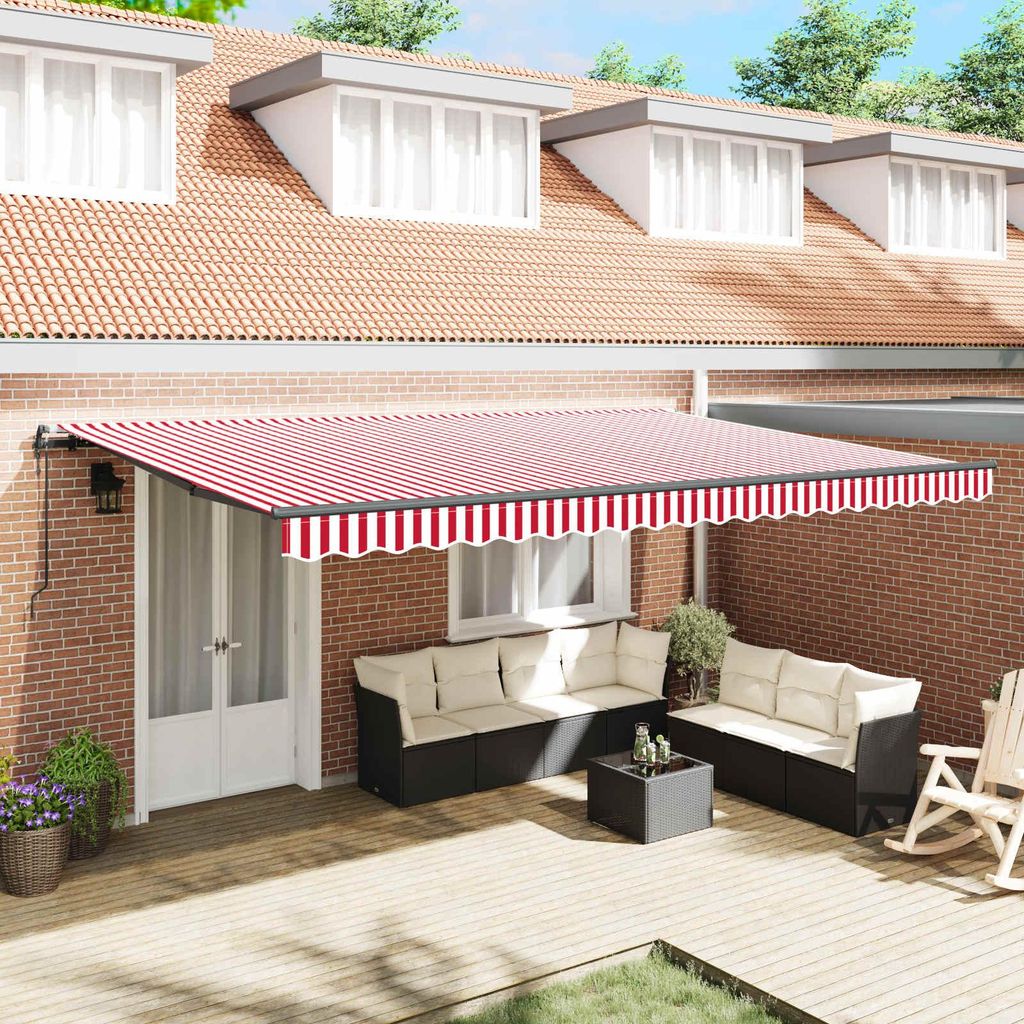Maison Exclusive - Ausziehbare Markise Rot und Weiß 500 x 350 cm