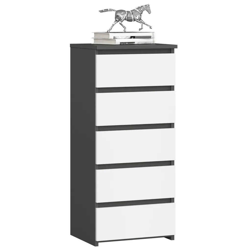 Commode étroite gris graphite et blanc meuble de rangement moderne CL5
