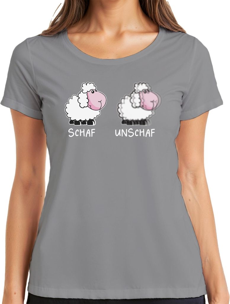 SCHAF UNSCHAF Fotografie Geschenkidee lustiger Fotograf Schafwitz Damen T-Shirt, Grau, 3XL