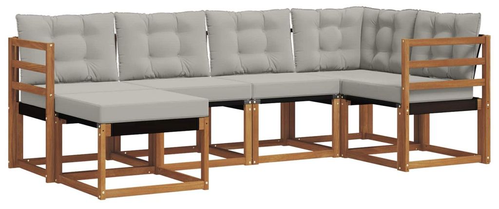 vidaXL Outdoor-Sofagarnitur mit Kissen 6 pcs Natürlich und Hellgrau