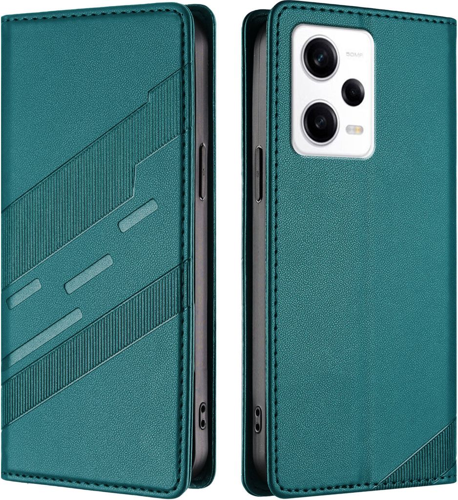 Hülle für Xiaomi Poco X5 Pro, Kunstleder Brieftaschen Handyhülle mit Kartenfach und Standfunktion Grün