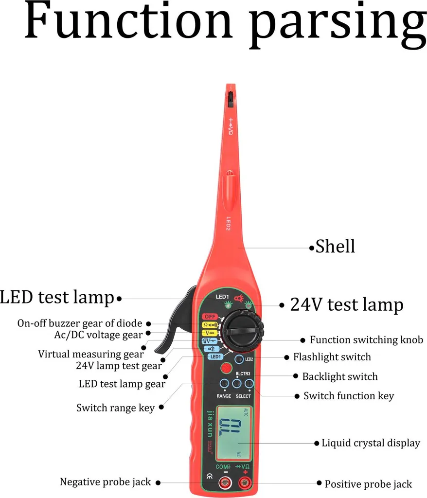 Multimètre portable intelligent automobile pour test de continuité 24V