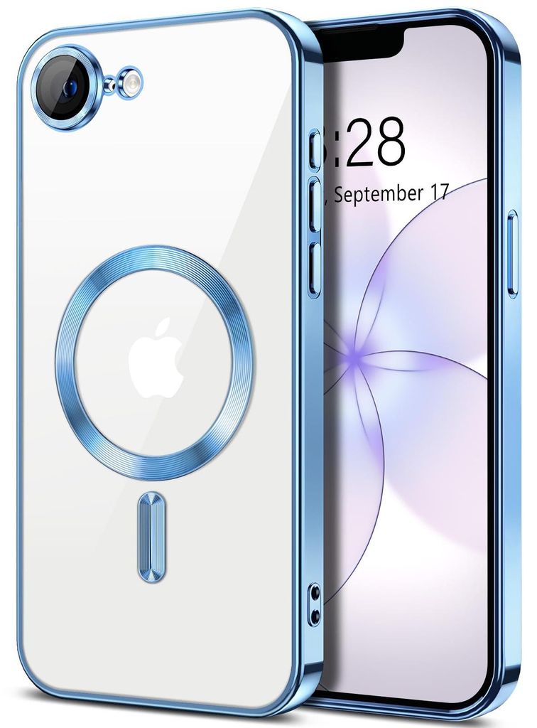 Weiche Klar Hülle für iPhone 17e, Kameraschutz, Kompatibel mit MagSafe, Elektroplattiert TPU Handyhülle Hellblau