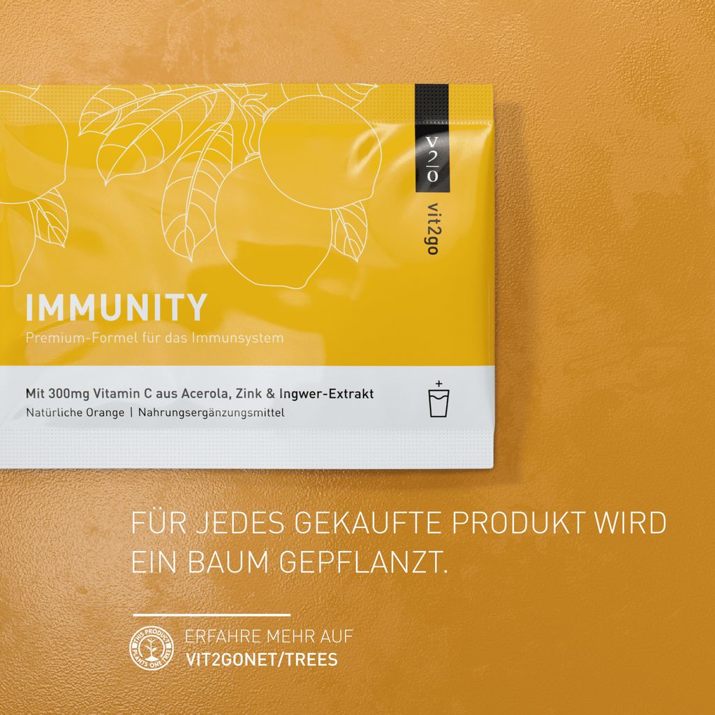 Vit2go IMMUNITY (30 Sachets) Immunsystem Getränkepulver für Erwachsene - Natürlicher Immun Booster, Vitamin C, Zink & Ingwer-Extrakt, Pulver Boo...