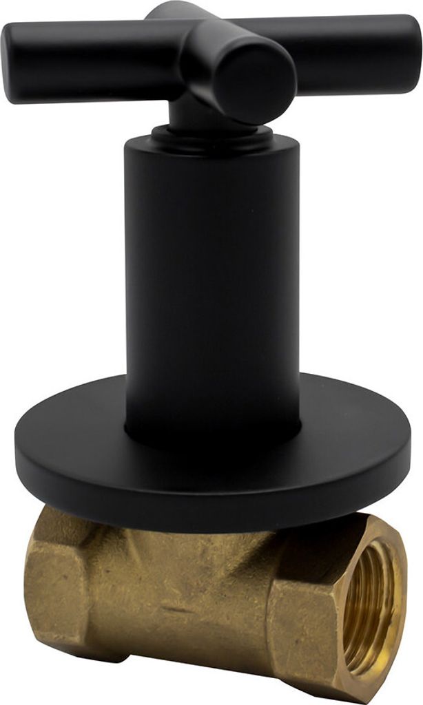 Absperrventil Unterputzventil Wandarmatur Messing 1/2" Kreuz schwarz matt