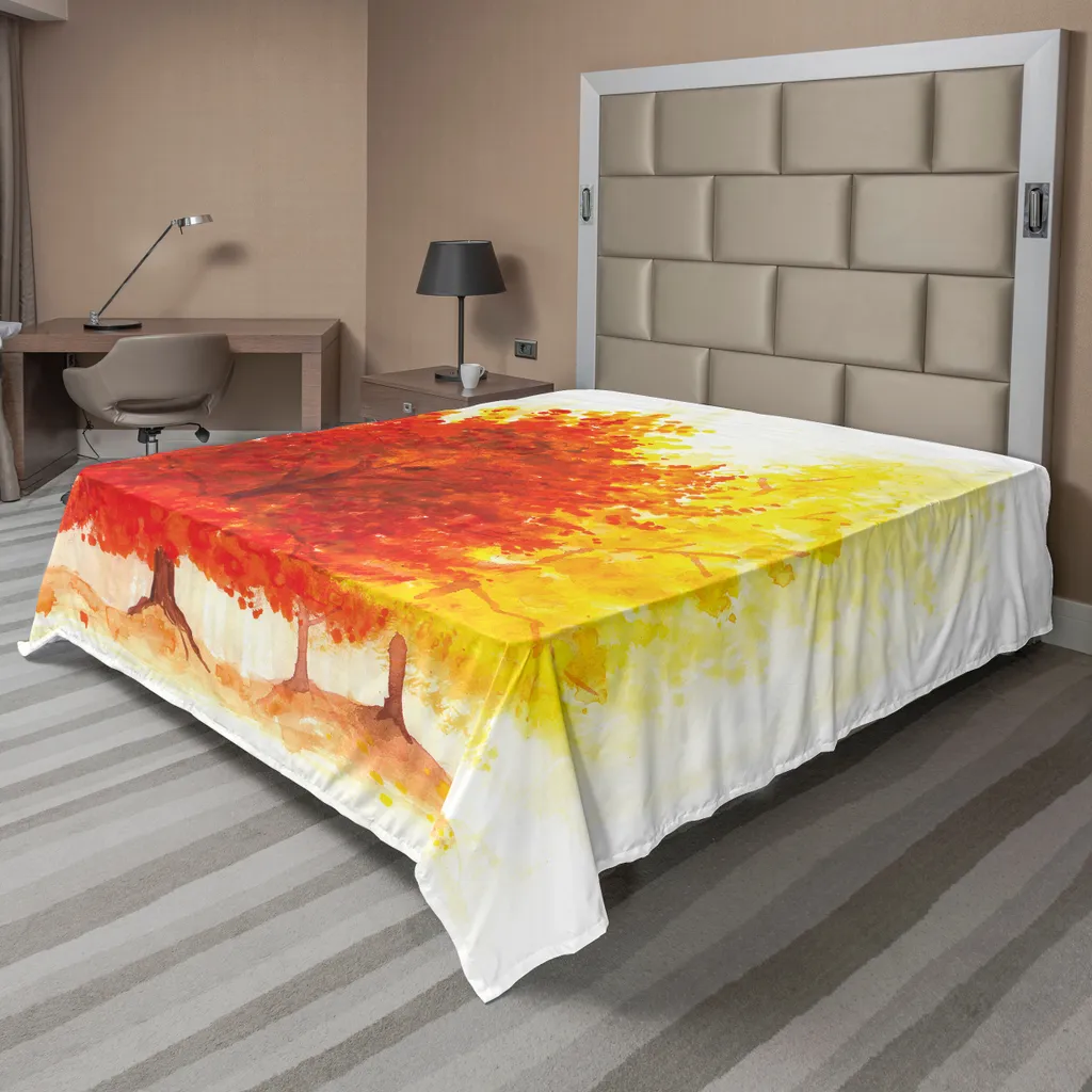 Drap plat infroissable et doux 260x228 cm pour lit double décor jaune