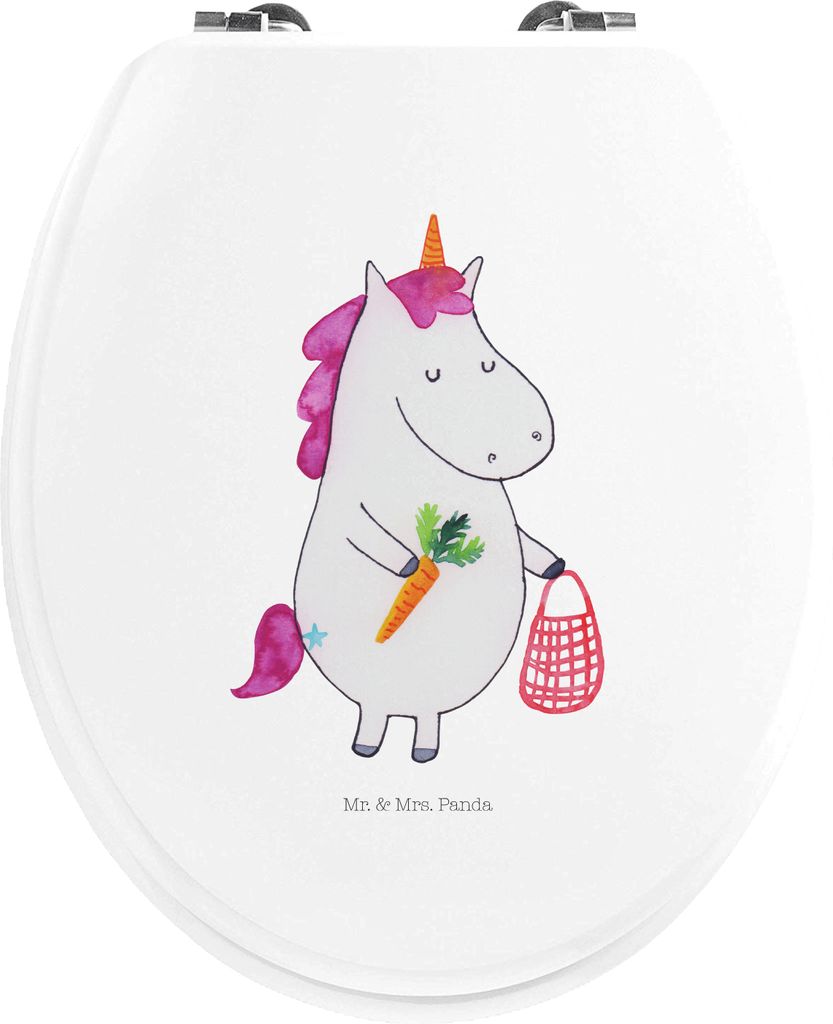 Mr. & Mrs. Panda Toilettendeckel Einhorn Vegan - Weiß - Geschenk, WC Brille, Veganer, WC-Sitz, Gesund essen, Unicorn, Veganismus, klo deckel, Toil...