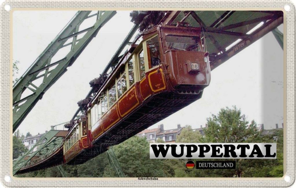 vianmo Blechschild 12x18 cm Wuppertal Schwebebahn Bildmotiv Reisemotiv Abenteuer Reisen