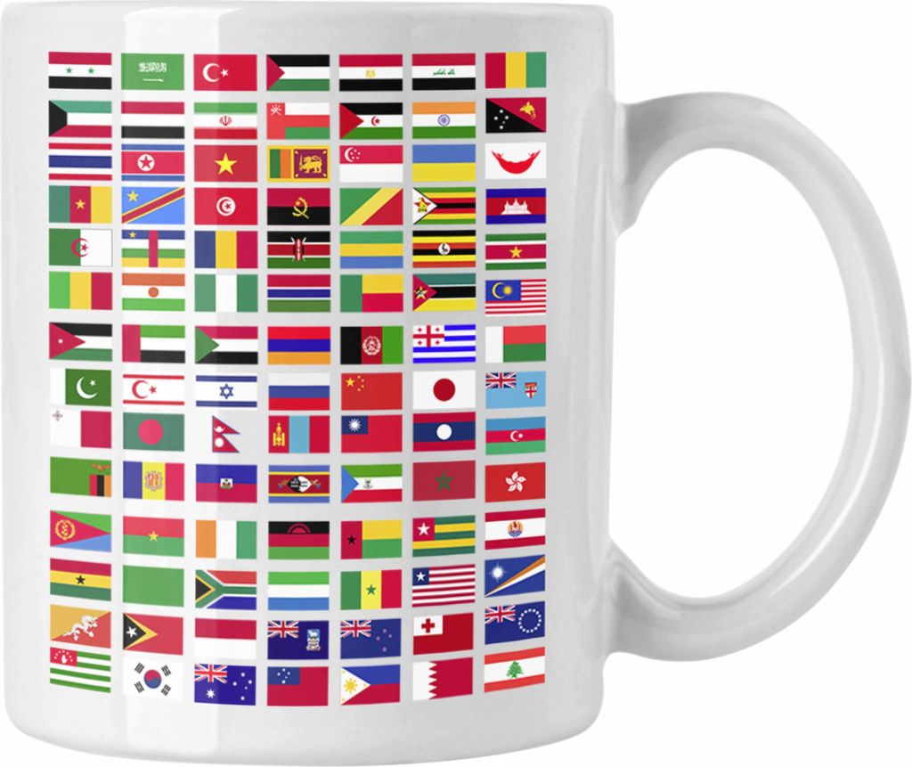 Trendation - Flaggen Der Welt Tasse Geschenk Reisen Weltreise Geschenkidee Flagge Jedes Land (Weiß)