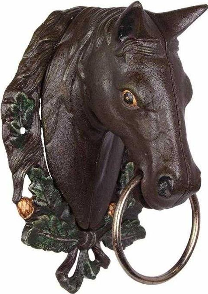Handtuchhalter Handtuchring brauner Pferdekopf Figur Skulptur Motiv Gusseisen