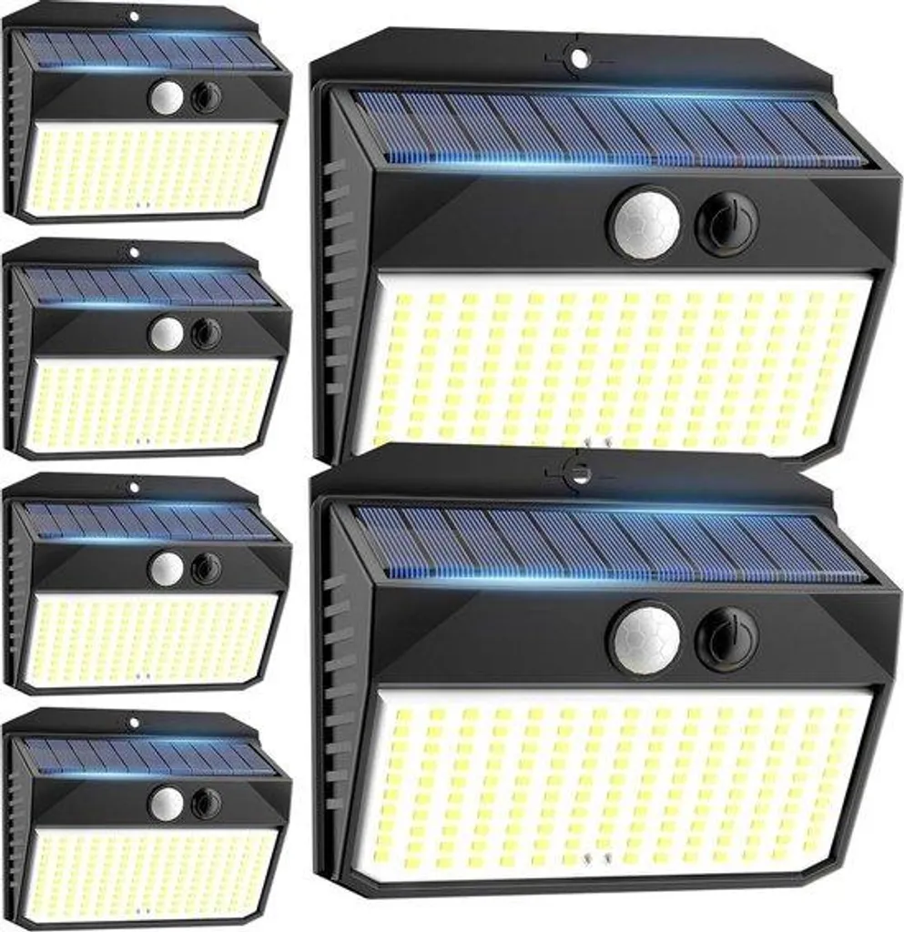 Lot de 6 Lampes Solaires Extérieur 150 LED IP65 pour Jardin et Garage