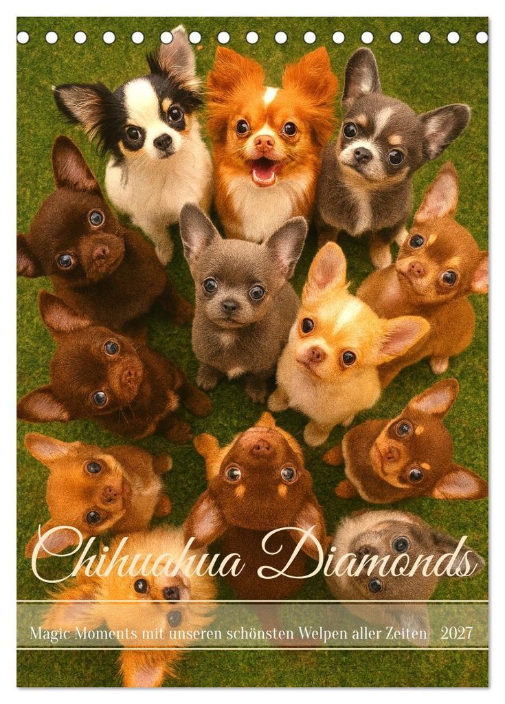 Chihuahua Diamonds – Magic Moments mit unseren schönsten Welpen aller Zeiten (Tischkalender 2027 DIN A5 hoch), CALVENDO Monatskalender
