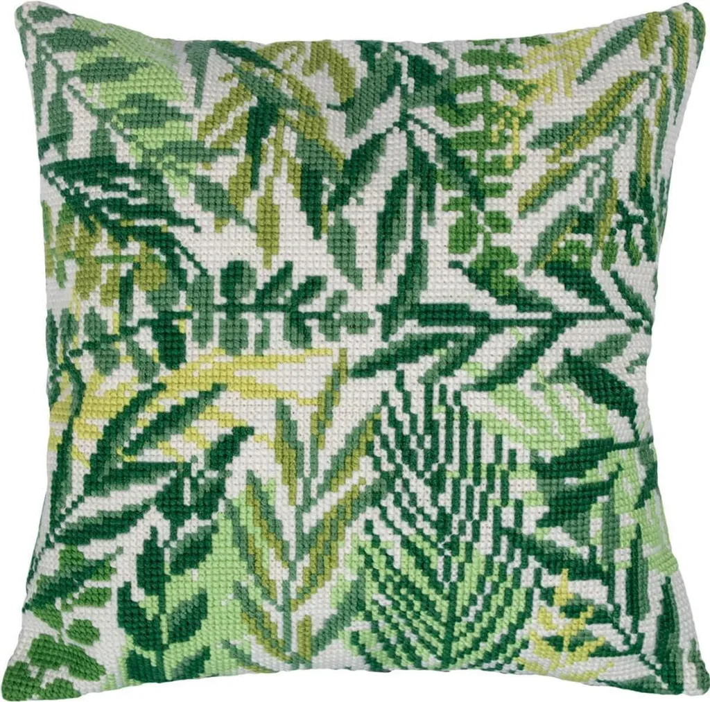 Coussin Point de Croix Jungle Panna - Kit DIY Broderie Adulte 40x40 cm