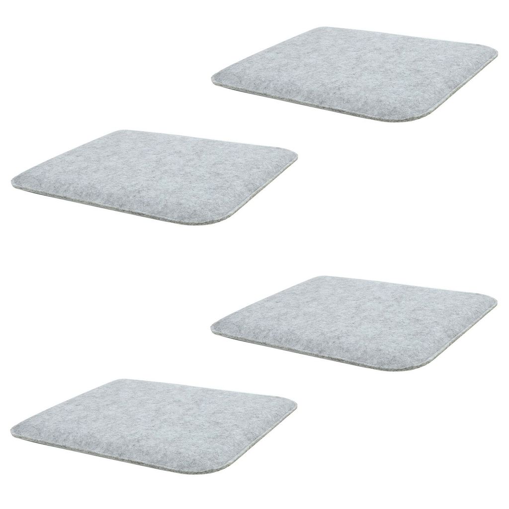 Sitzkissen GRACE im 4er Pack, quadratisches Stuhlkissen aus Filzstoff, bequemes Sitzpolster mit Noppen, schönes Stuhlpolster in grau