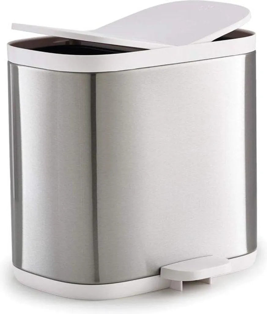 Poubelle de tri sélectif 2 bacs en inox brossé 6 litres gain de place