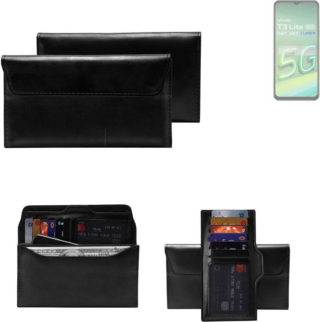 K-S-Trade Handy Hülle kompatibel mit Vivo T3 Lite 5G Schutz Hülle Tasche Schutz Case Handytasche Kunstleder schwarz, 1x