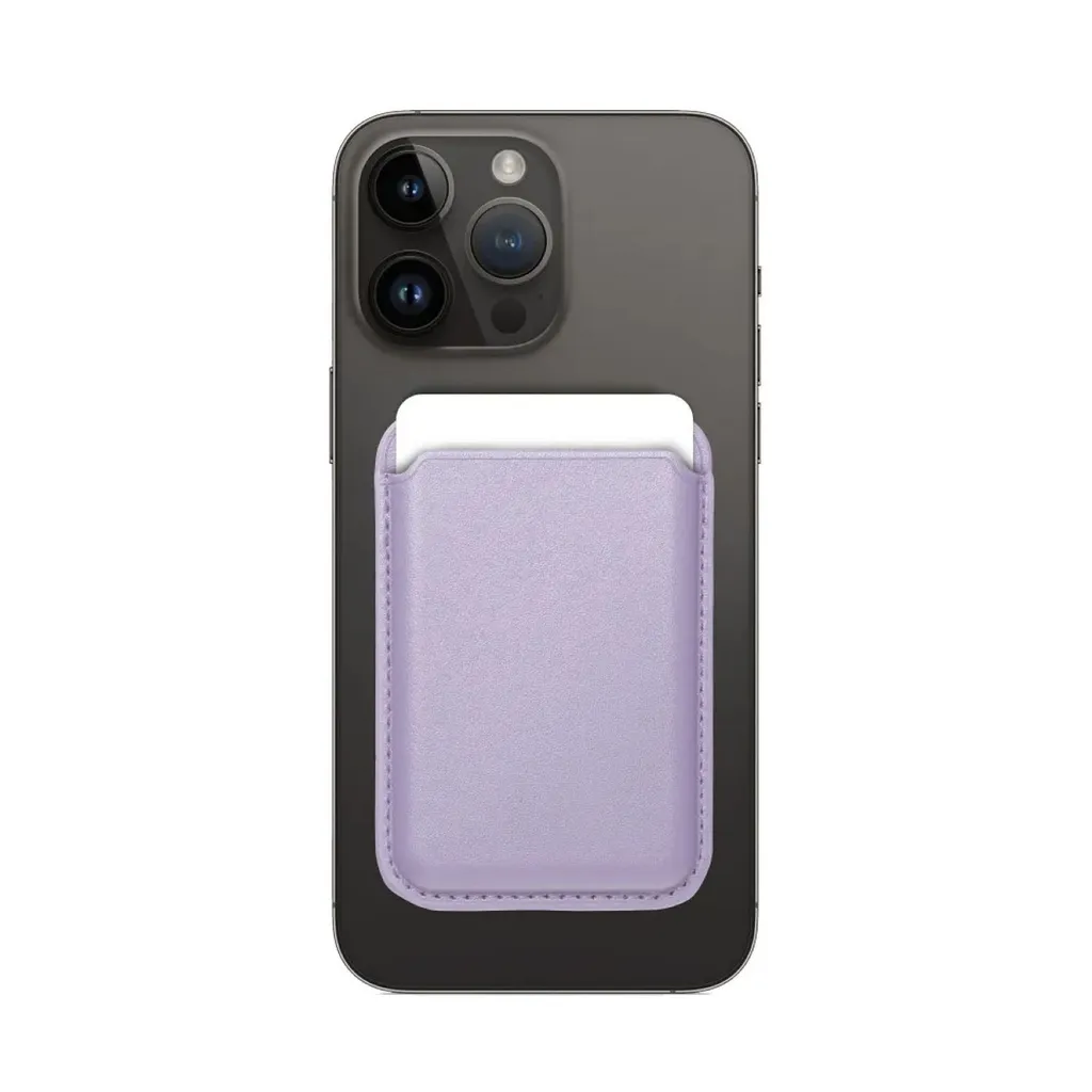 Portafoglio magnetico in pelle compatibile con i dispositivi a partire dall'iPhone 12 supporta la tecnologia MagSafe Viola