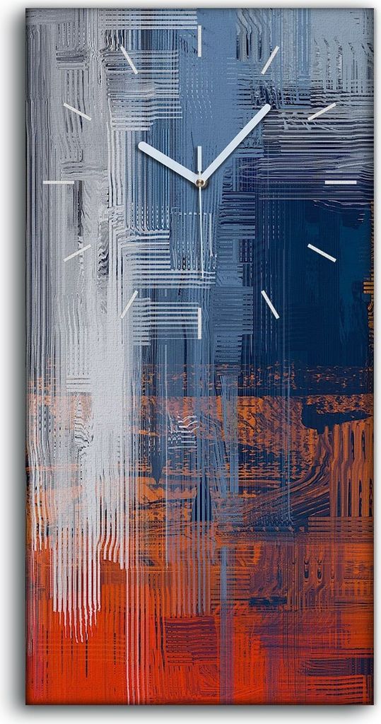 Wohnzimmer-Bild Leinwand Uhr Geräuschlos 30x60 Malerei Abstrakte Kunst - weiße Hände