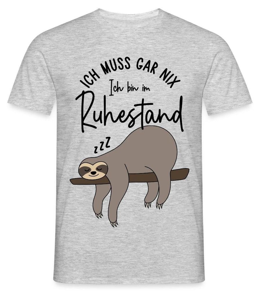 Spreadshirt Ruhestand | Faultier Ich Muss Gar Nix | Ich Bin Im Ruhestand Männer T-Shirt, 3XL, Grau meliert