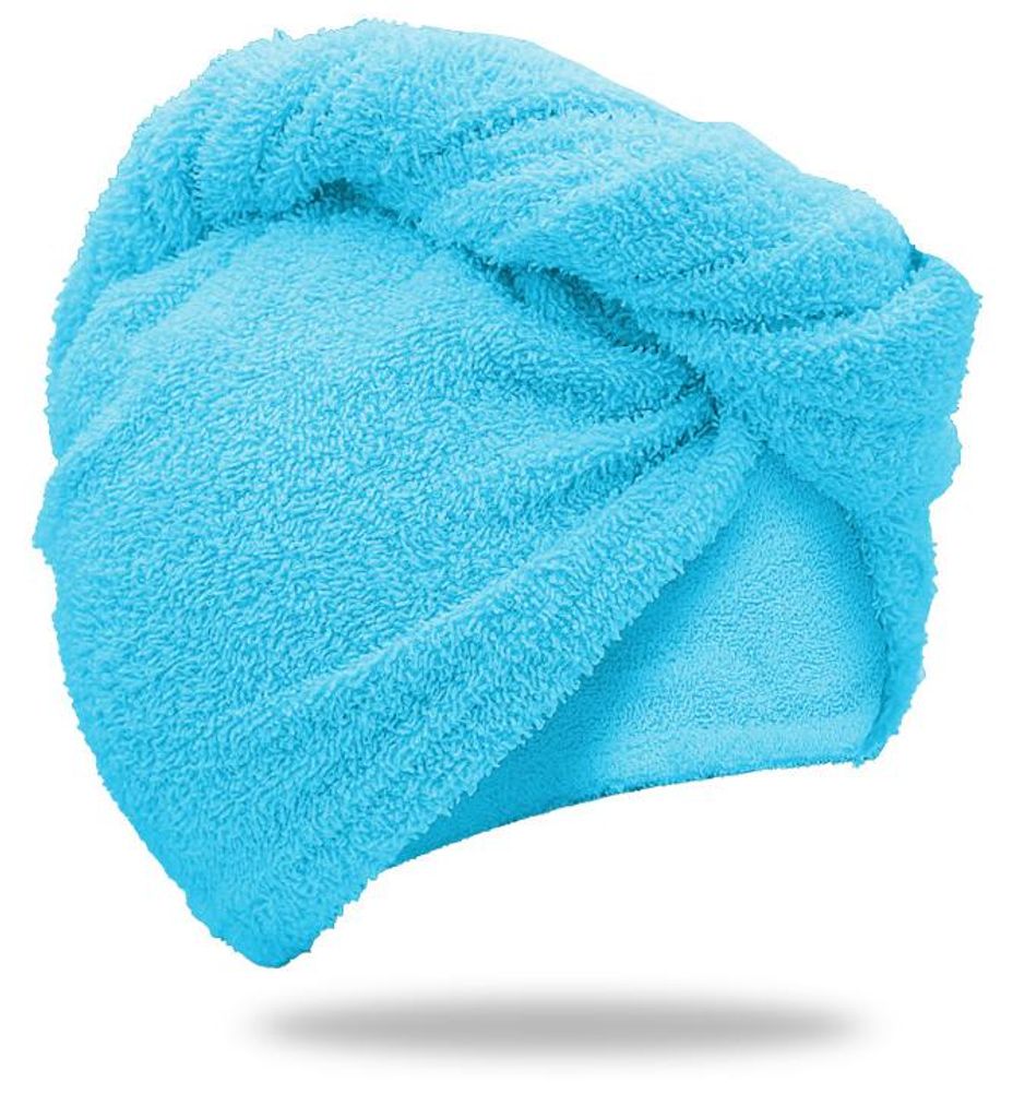 Szybkoschnący turban frotte z włosiem w kolorze turkusowym, Zdjęcie produktu 