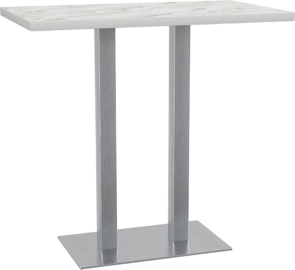 Gastro Stehtisch 110x60 cm | Marmor Weiß | Edelstahl Gestell
