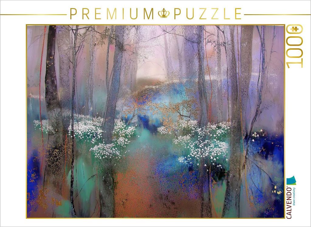CALVENDO Puzzle Schneeglöckchen im Wald | 1000 Teile Lege-Größe 64x48cm Foto-Puzzle für glückliche Stunden