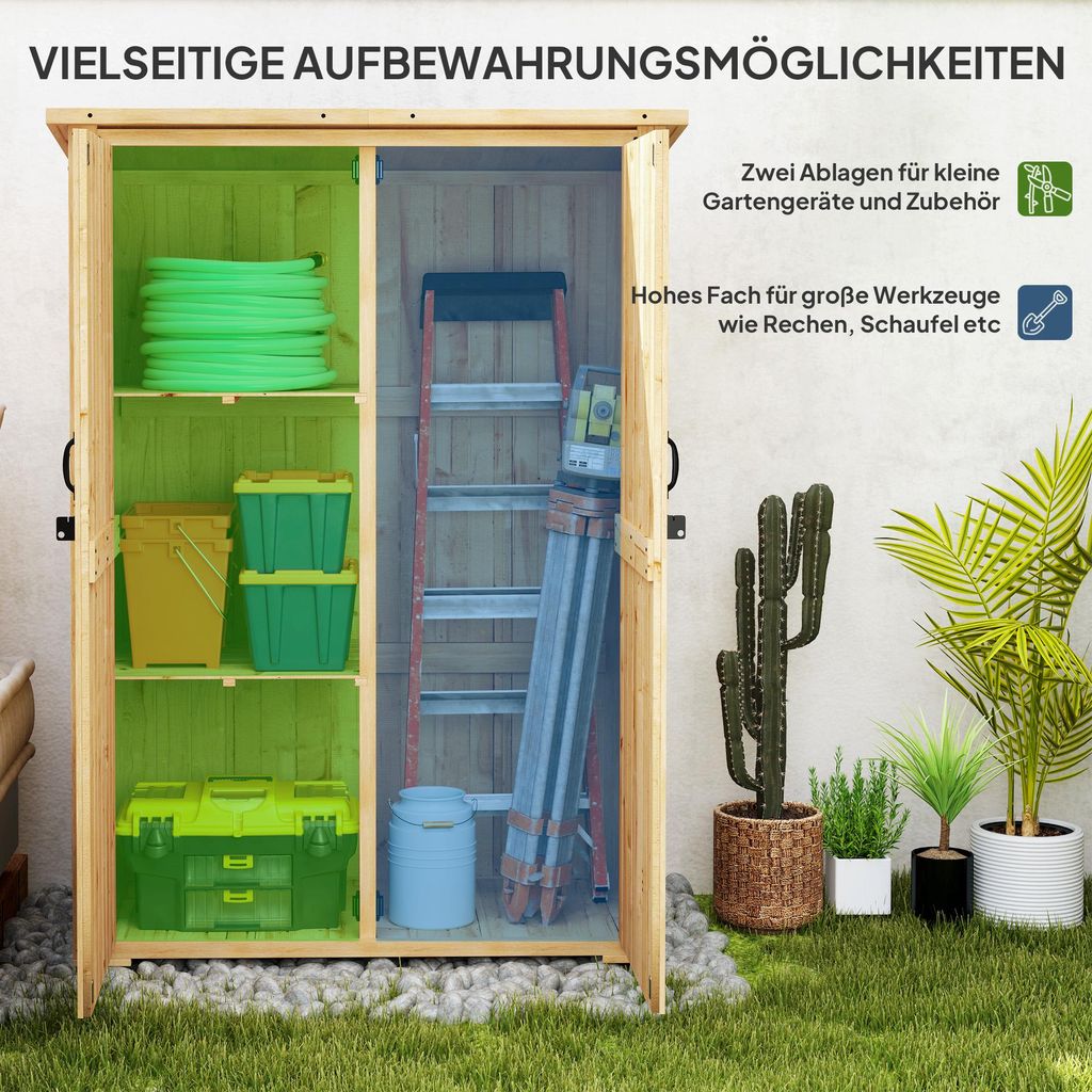 Outsunny Gartenschrank Holz, Geräteschuppen mit