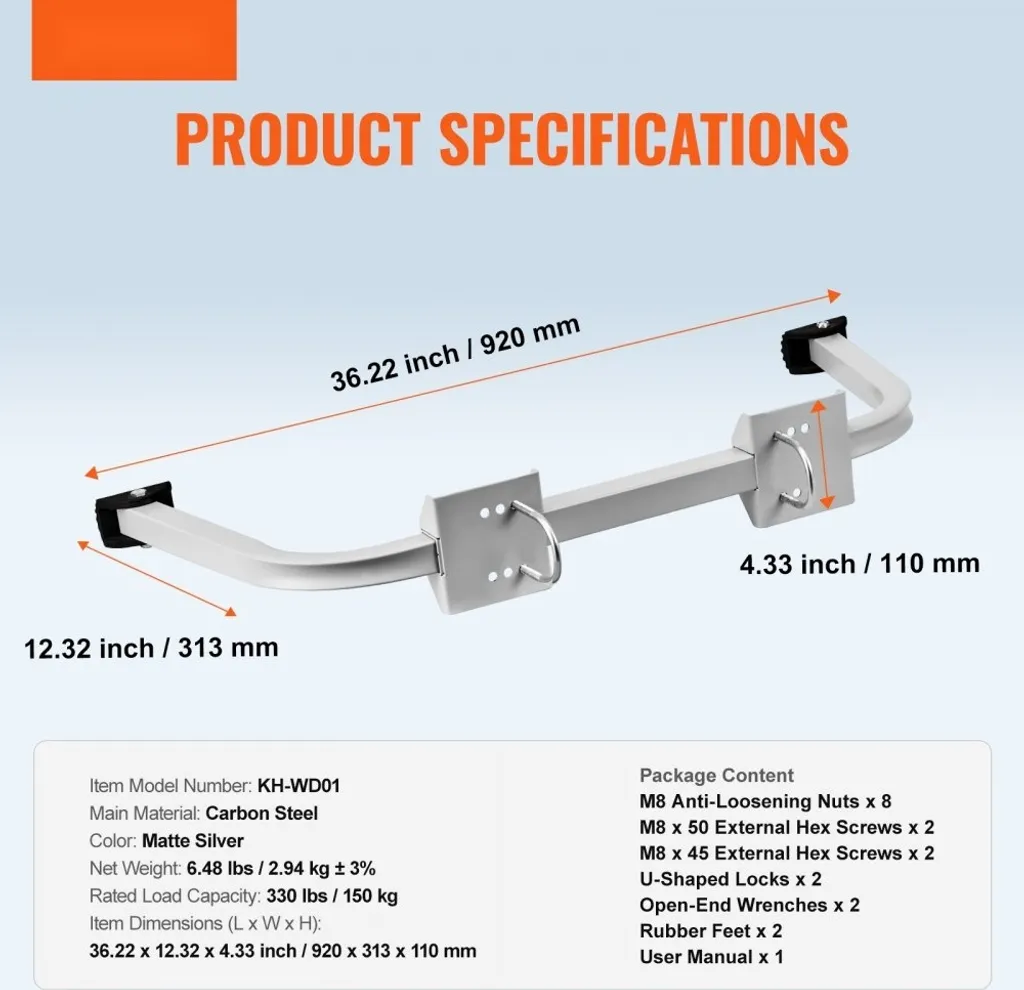 Support d'échelle robuste 920mm - Stabilisateur avec entretoise murale - 7