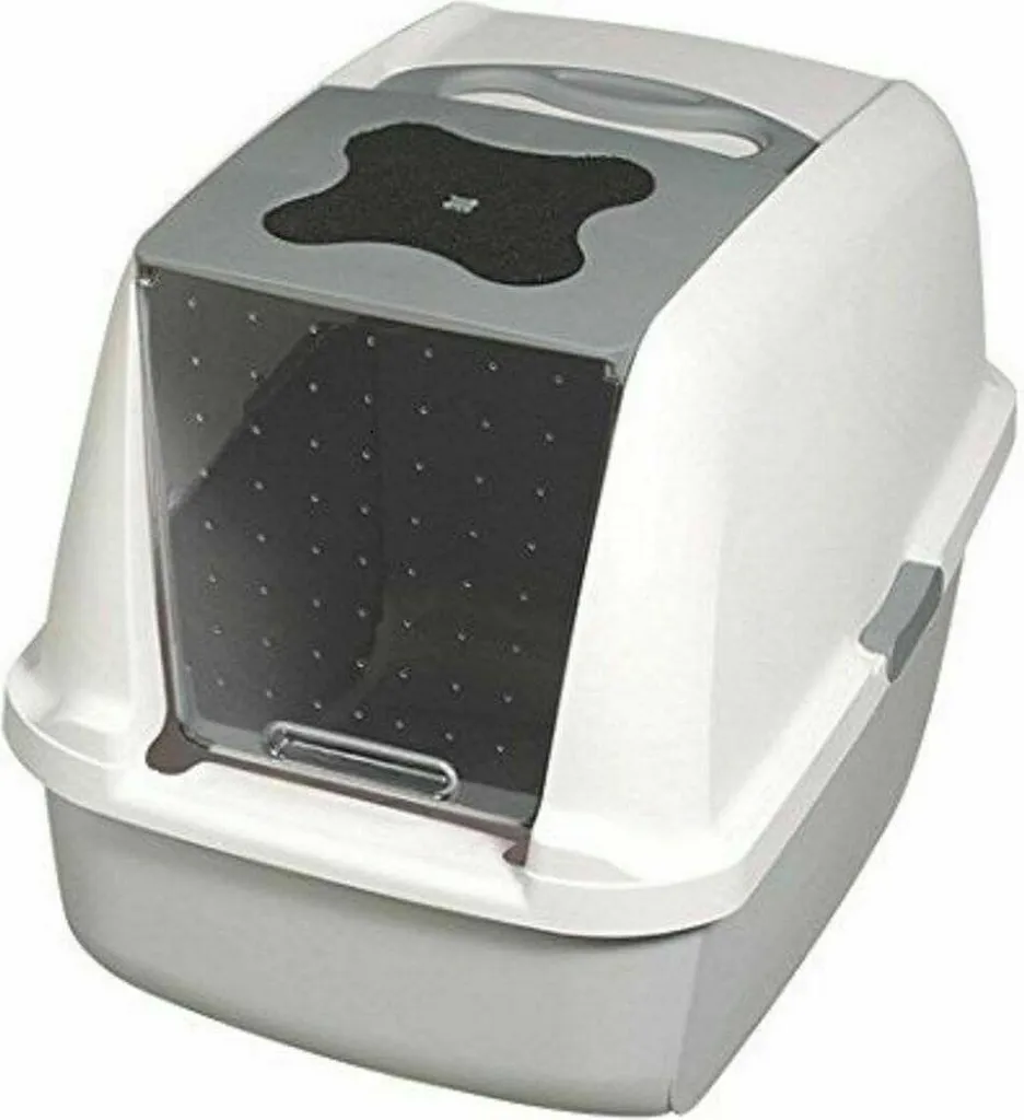 Maison de toilette Catit grise avec dôme amovible pour chat domestique