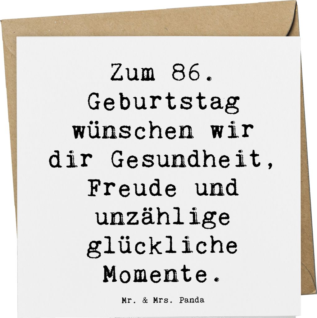 Mr. & Mrs. Panda Deluxe Karte Spruch 86. Geburtstag Wünsche - Weiß - Geschenk, doppelkarte, Feier, Happy Birthday, Ehrentag, Geschenkideen, anlas...