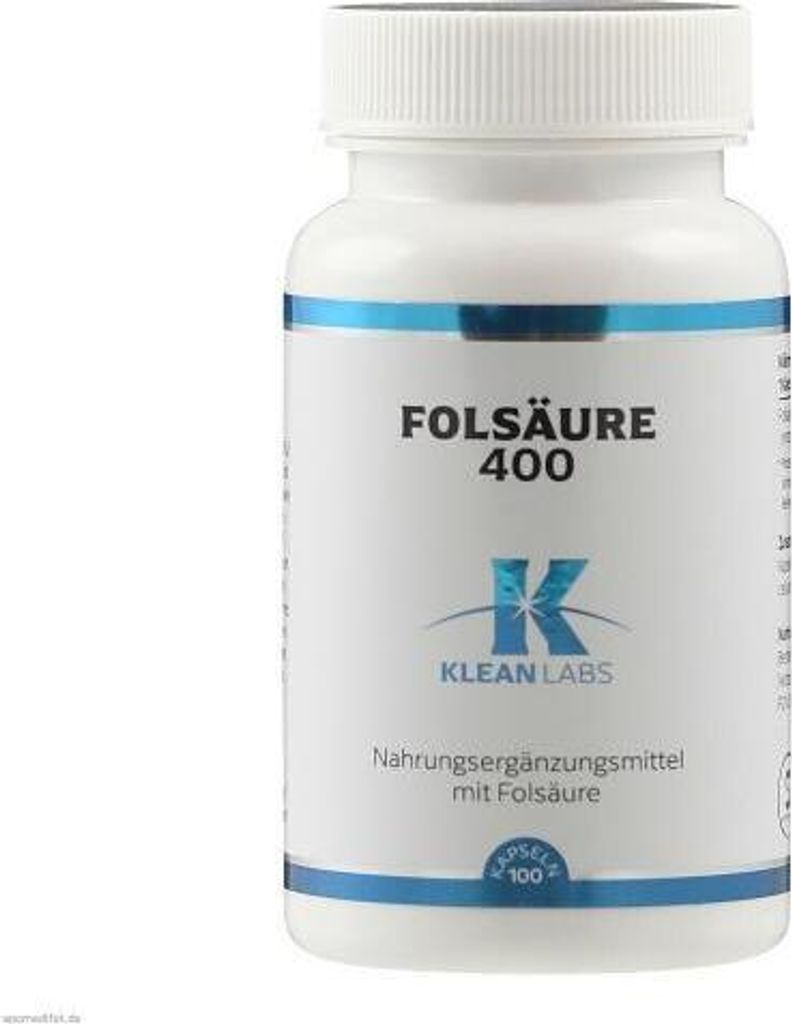 Folsäure 400 μg Klean Labs Kapseln 100 St