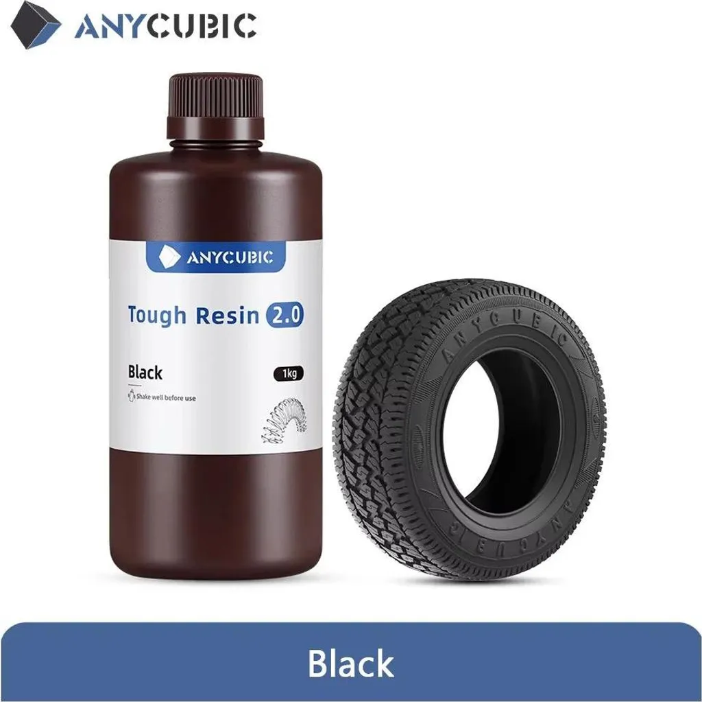 Résine 3D Anti-Casse Tough 2.0 Noir - Solution pour Pièces Souples 3kg