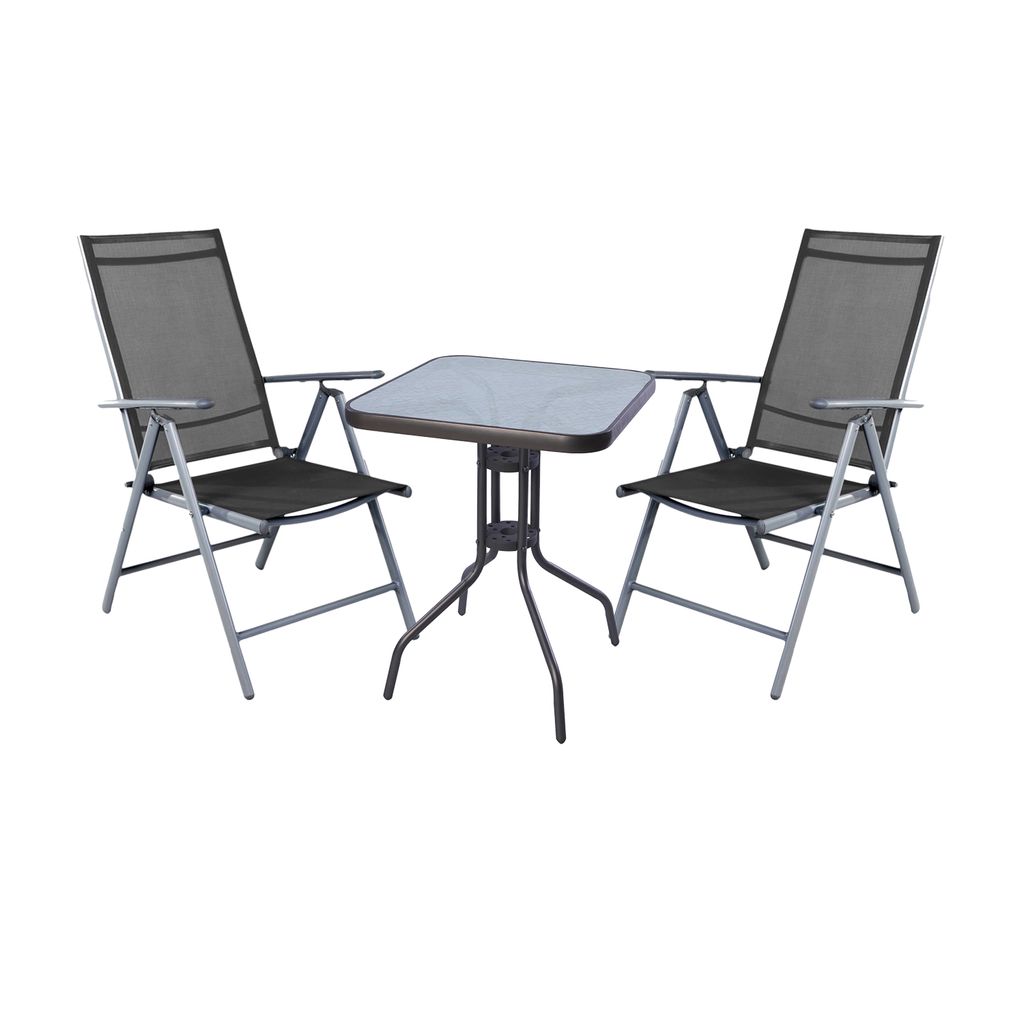 3-tlg Bistro Garnitur Bistromöbel Klappstuhl Sitzgruppe Hochlehner