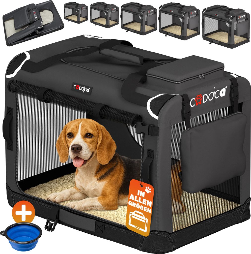 CADOCA® Cage de transport L Anthracite pour animaux chien Image du produit 