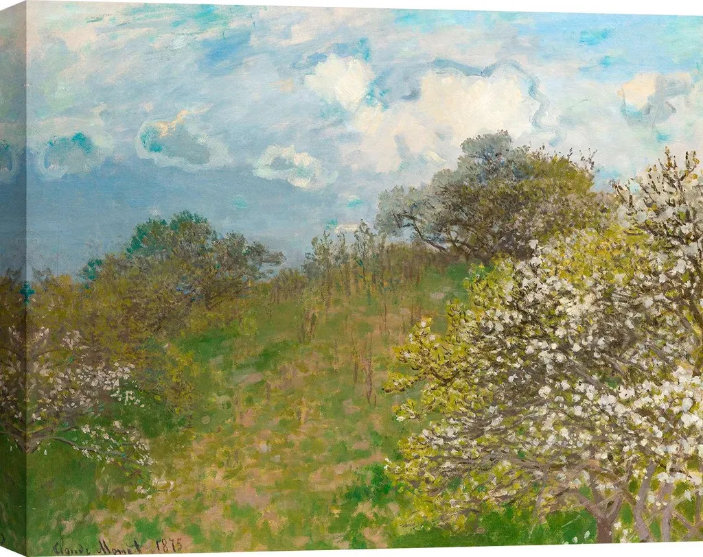 Tableau Claude Monet Printemps 120x90 cm - Toile haute définition montée