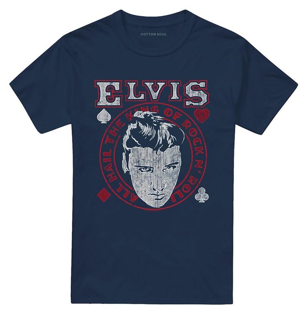 Elvis Presley - "Hail The King" T-Shirt für Herren/Damen Uni TV33309 (3XL) (Marine)