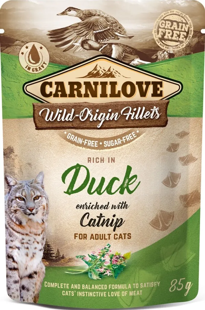 Sachet Fraîcheur Chat Canard Sans Céréales Carnilove 85g Lot de 24