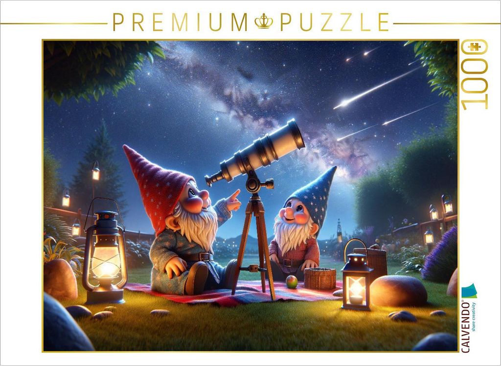 CALVENDO Puzzle Sternengucker: Zwei Zwerge entdecken das Universum | 1000 Teile Lege-Größe 64x48cm Foto-Puzzle für glückliche Stunden
