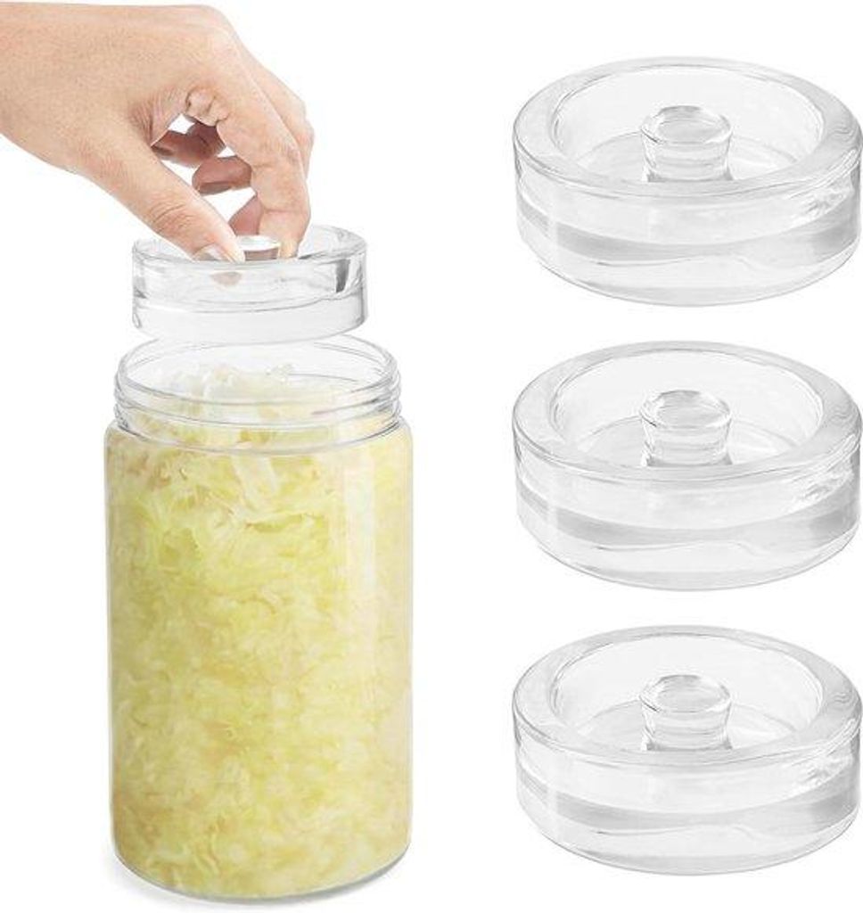 Glas-Fermentationsgewichte-Set für Weithalsgläser mit flachem Boden und Griff