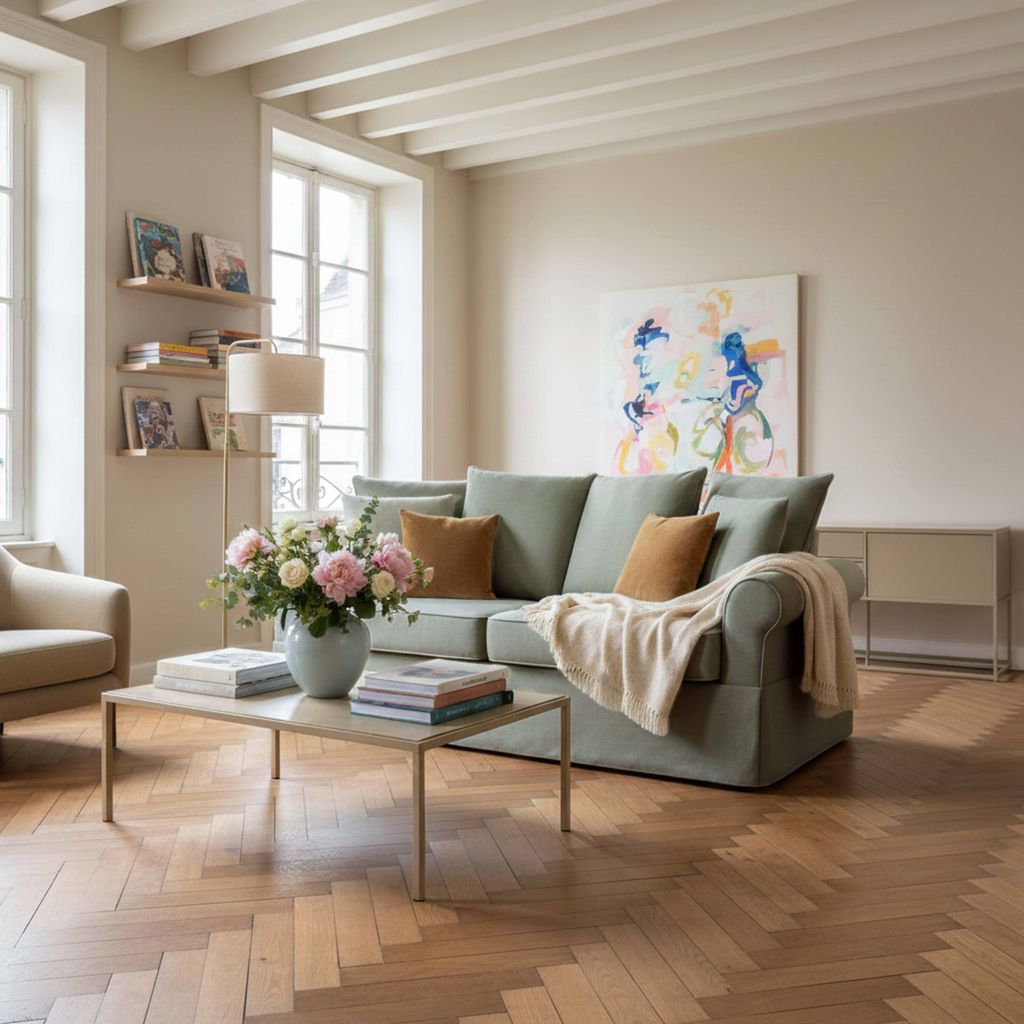 Gerades 3-Sitzer-Sofa aus grünem Polyester L 200 cm - Oviala Meredith