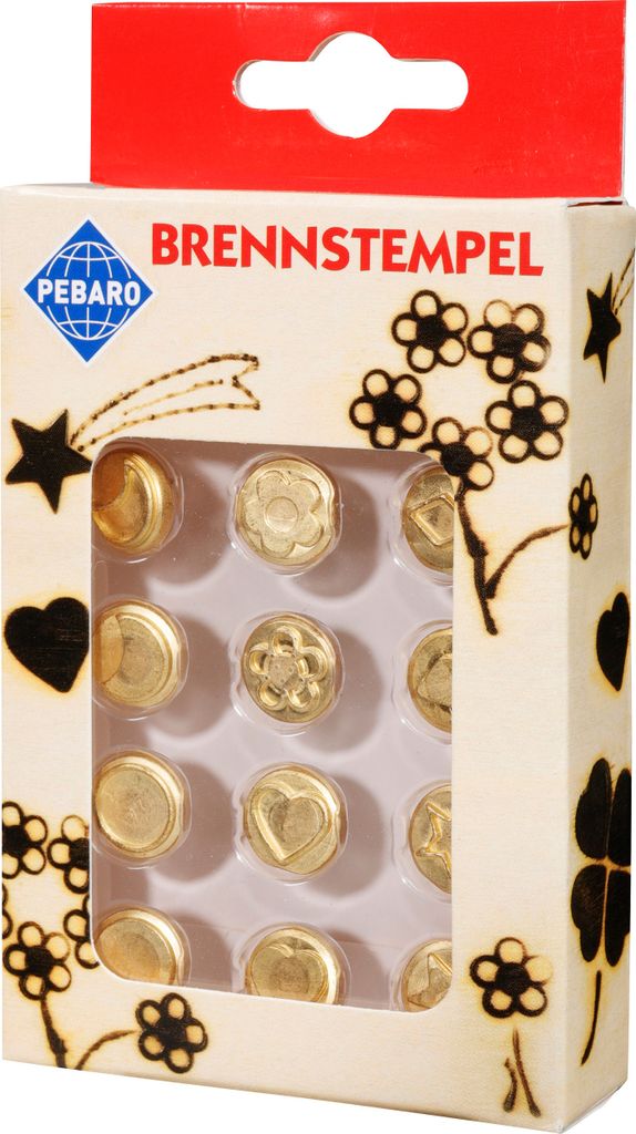 Pebaro Brennstempel Set - kreative Bastelstempel 12-teilig Formen