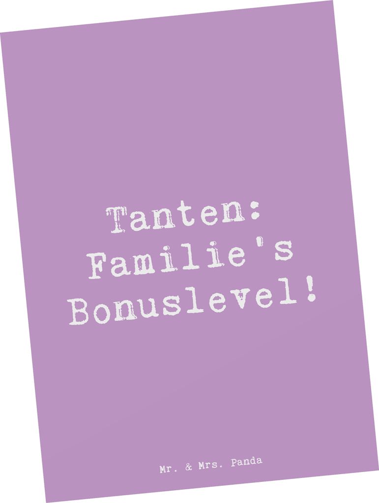 Mr. & Mrs. Panda Postkarte Spruch Tante Bonuslevel - Lavendeltraum - Geschenk, Lustig, Ansichtskarte, Ansichtskarten, herzerwärmende Sprüche, Ges...