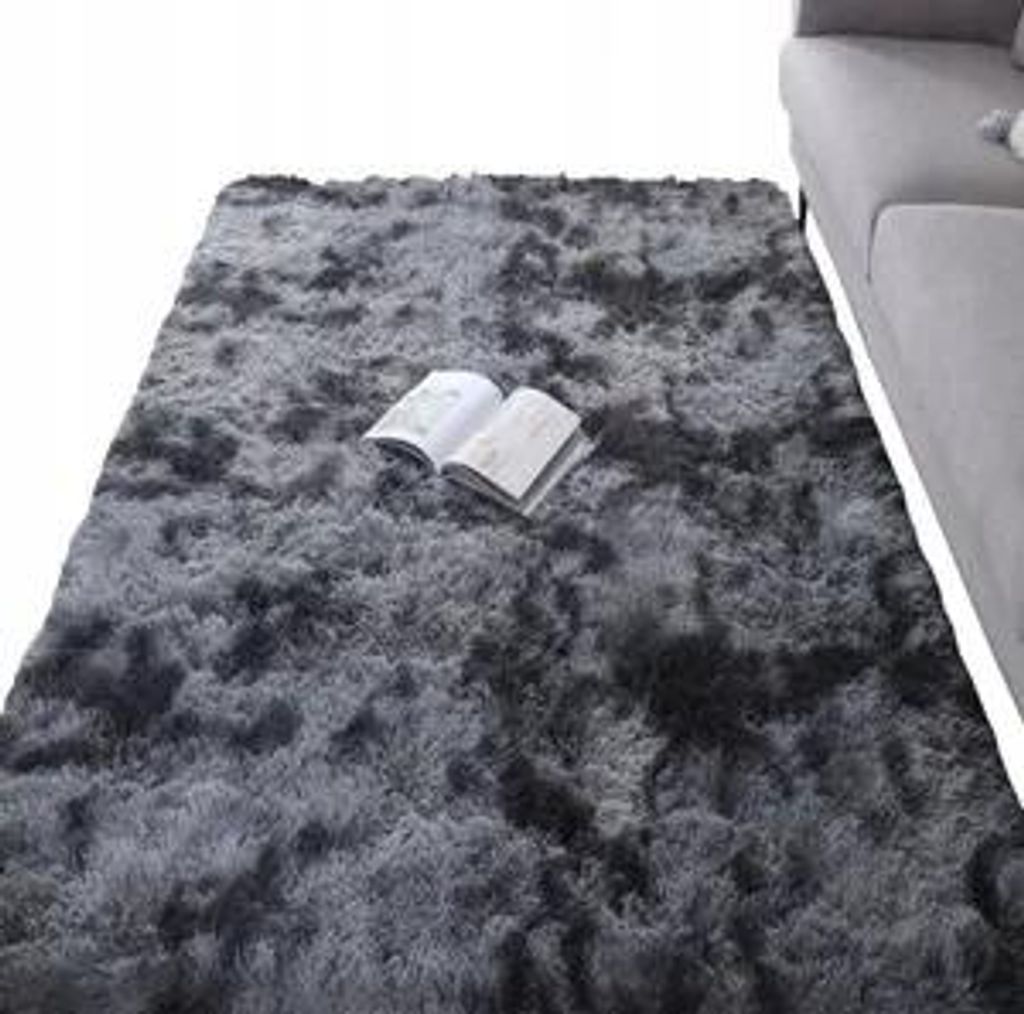 Tapis en peluche shaggy, gris foncé, doux, poils, 80 x 150 Image du produit 