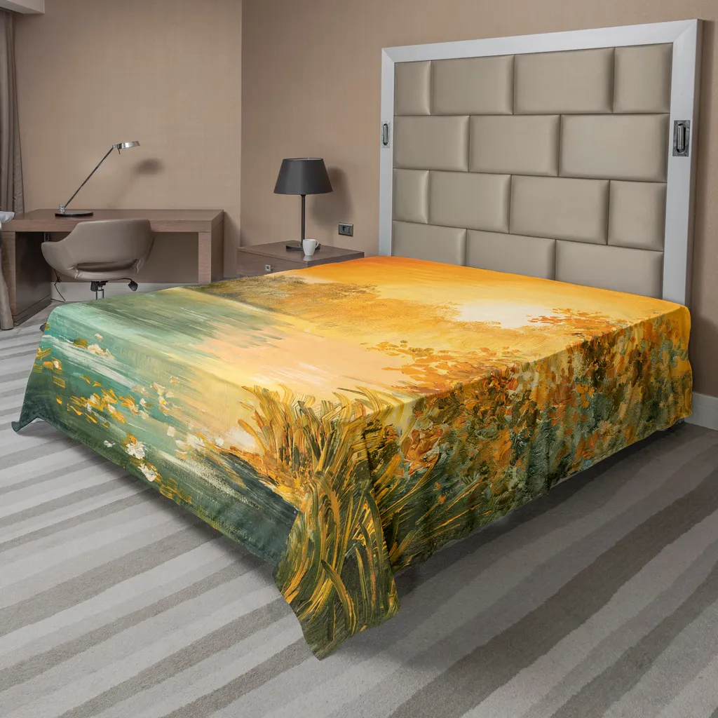Drap plat ABAKUHAUS motif paysage d'automne rétro 244 x 205 cm multicolore