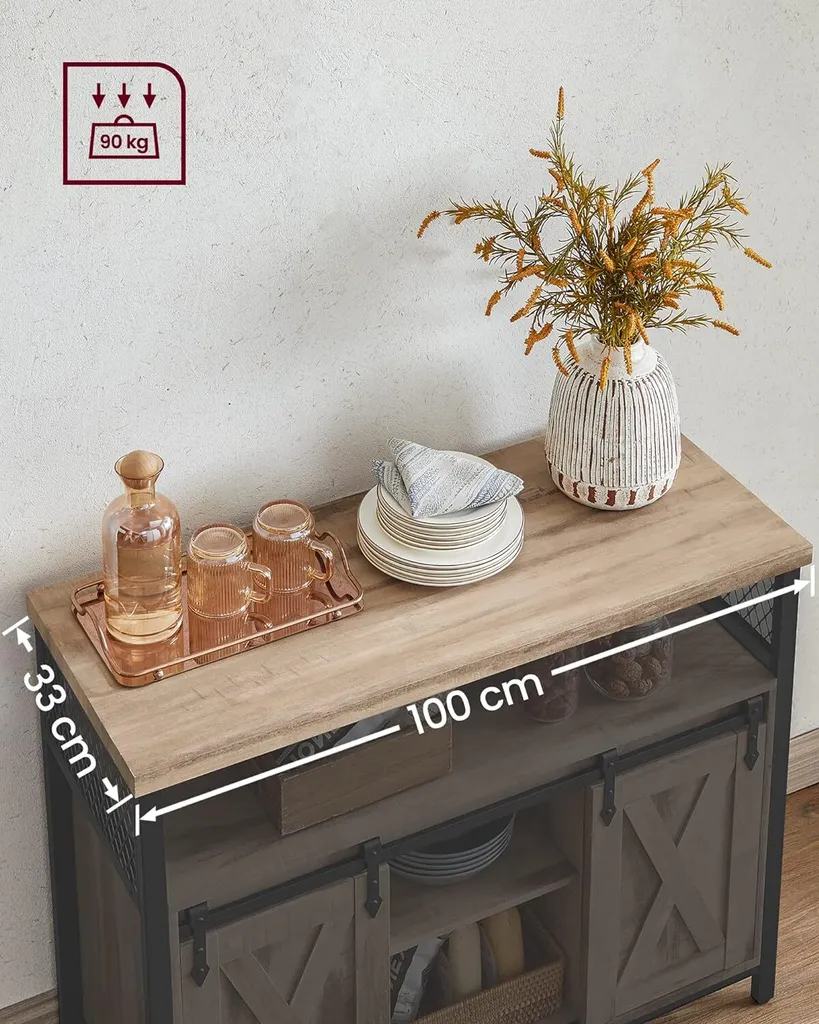 Commode Gain de Place pour Salon ou Cuisine avec Tablettes Ajustables - 8