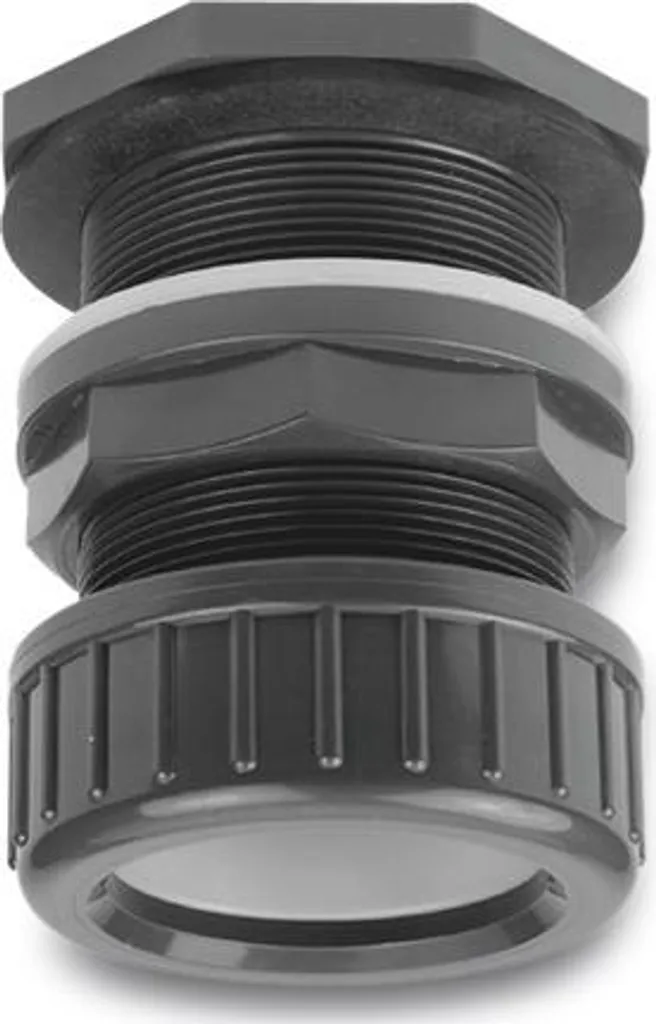 Raccordo Passante in PVC per Vetro 25 mm - Filetto 1 Pollice PN10
